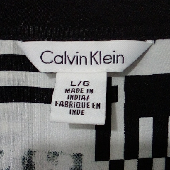 Calvin Klein black and white long sleeve blouse - Picture 3 of 7